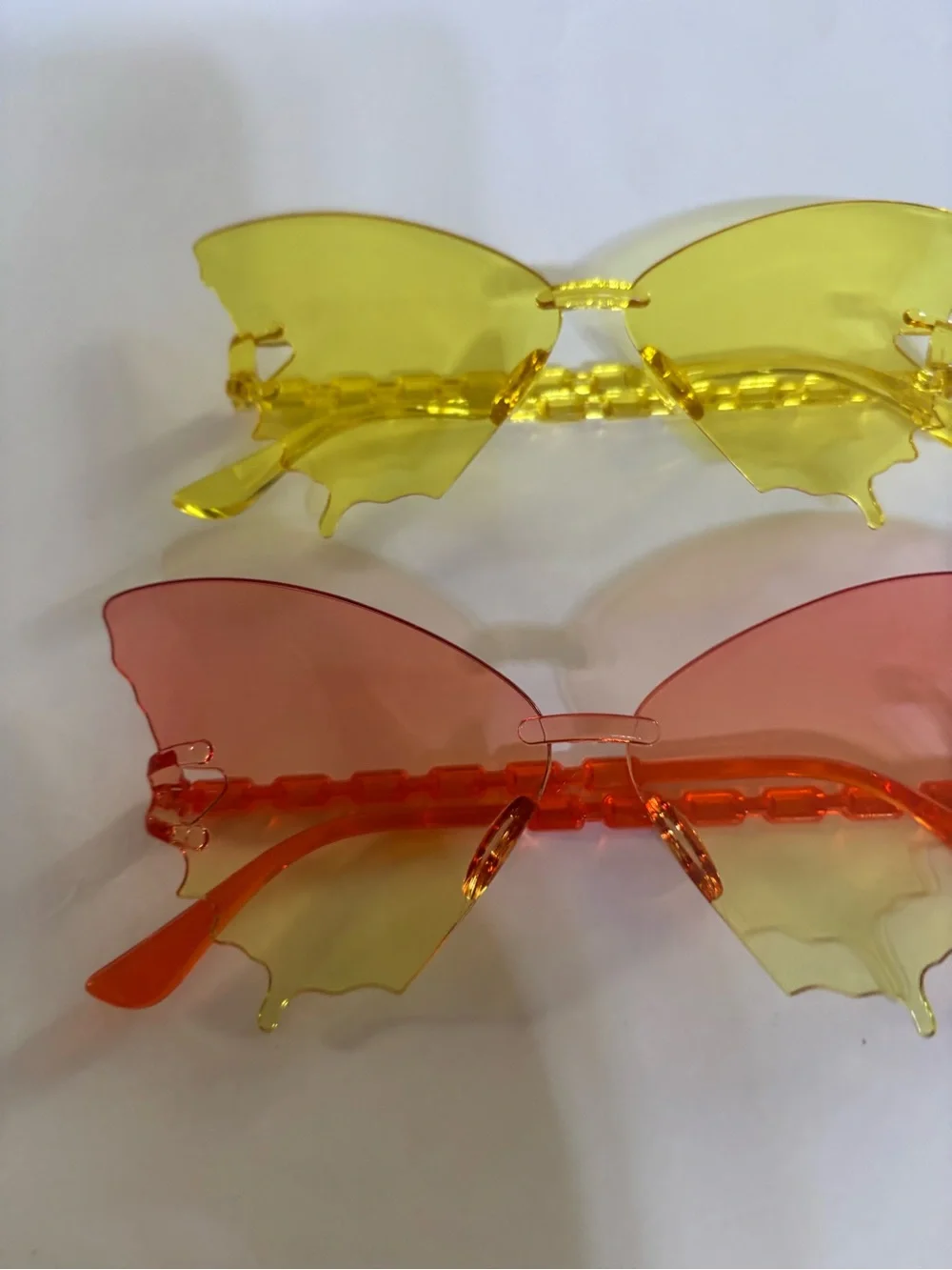 Butterfly Rimless Sunglasses - Yellow & Orange Gradient